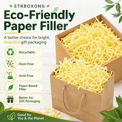 Light Yellow Crinkle Paper Filler 1 LB, Recyclable Crinkle Cut Paper Shred for Easter Baskets, Spring Gift Boxes, Baby Shower Favors, Party Supplies, DIY Crafts and Gift Packaging
