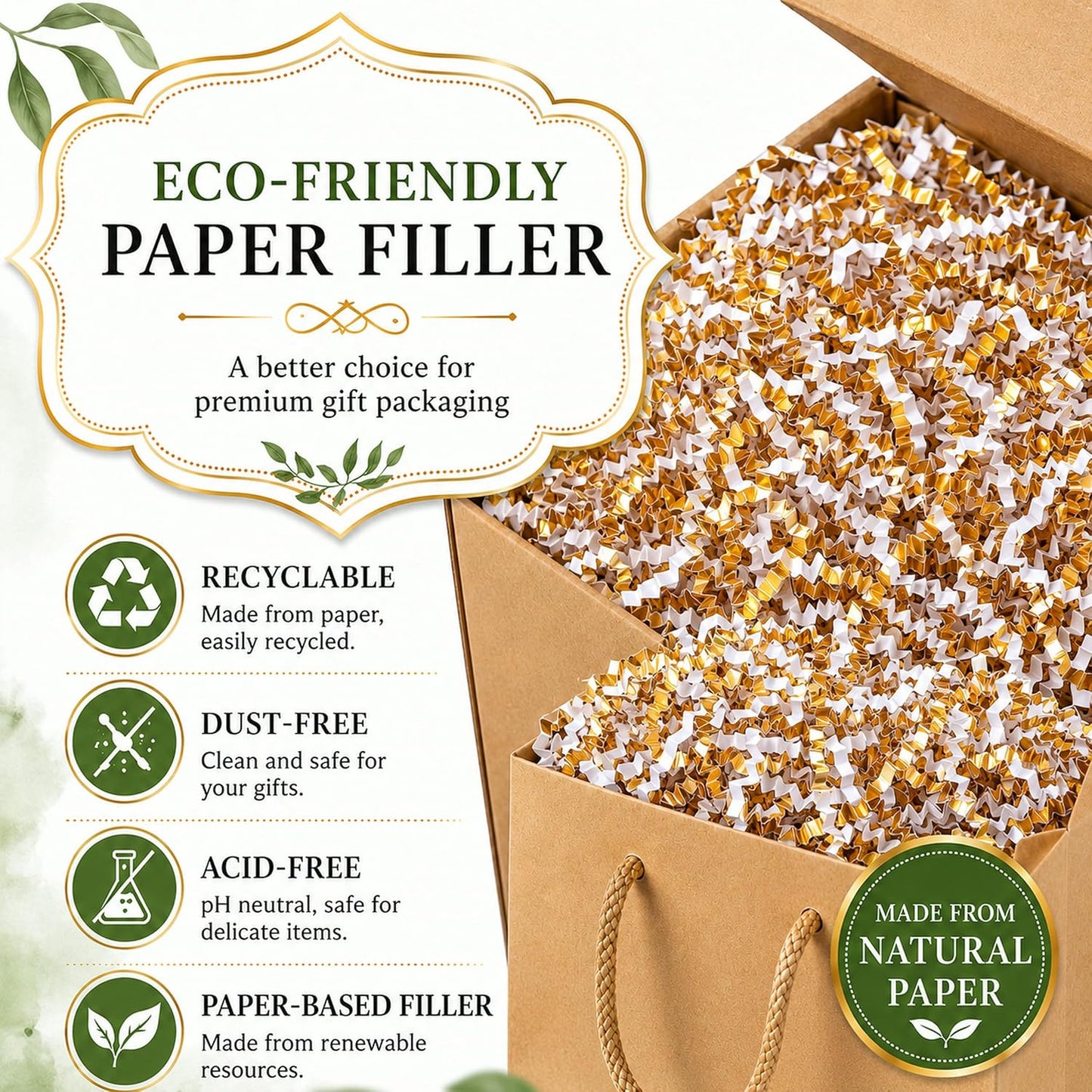 Light Yellow Crinkle Paper Filler 1 LB, Recyclable Crinkle Cut Paper Shred for Easter Baskets, Spring Gift Boxes, Baby Shower Favors, Party Supplies, DIY Crafts and Gift Packaging