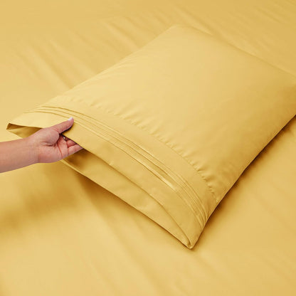 Twin XL Sheets, 5 Piece Set - Hotel Luxury Bed Sheets, Super Soft Bedding Set, Twin XL Size, Mellow Yellow