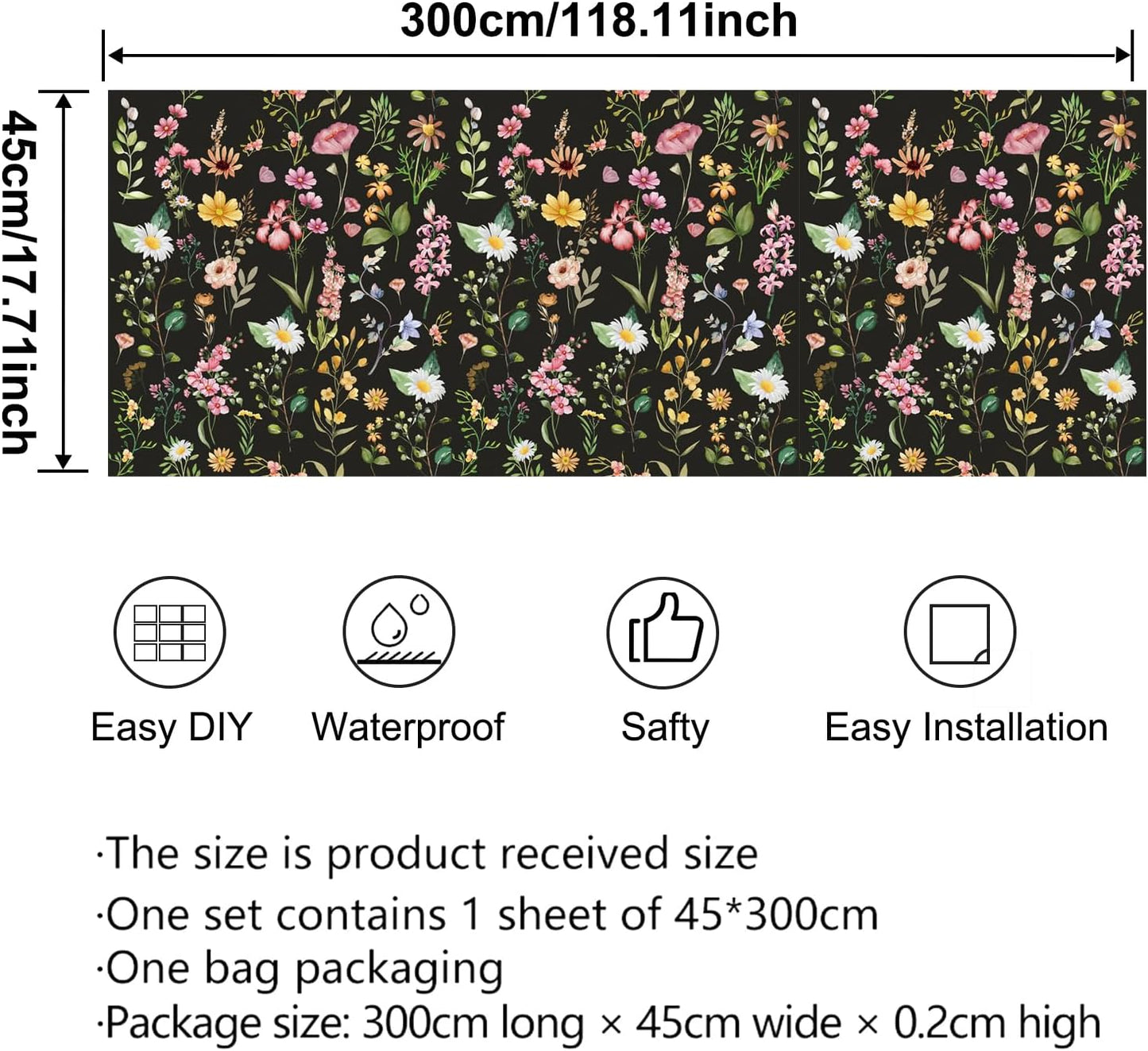 Lemon Peel and Stick Wallpaper Wall Art Decor Modern Flower Fruit Removable Wallpaper for Bedroom Adhesive Shelf Drawer Liner, 17.7 x 118 inch