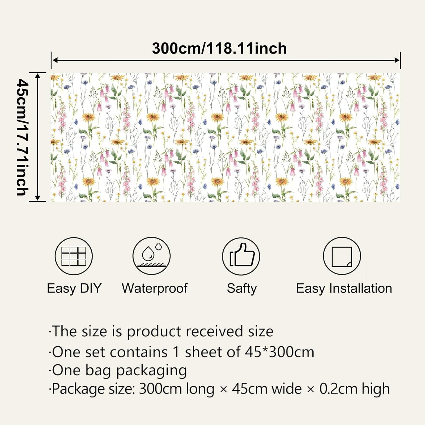 Lemon Peel and Stick Wallpaper Wall Art Decor Modern Flower Fruit Removable Wallpaper for Bedroom Adhesive Shelf Drawer Liner, 17.7 x 118 inch