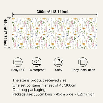 Lemon Peel and Stick Wallpaper Wall Art Decor Modern Flower Fruit Removable Wallpaper for Bedroom Adhesive Shelf Drawer Liner, 17.7 x 118 inch