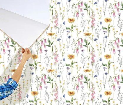 Lemon Peel and Stick Wallpaper Wall Art Decor Modern Flower Fruit Removable Wallpaper for Bedroom Adhesive Shelf Drawer Liner, 17.7 x 118 inch