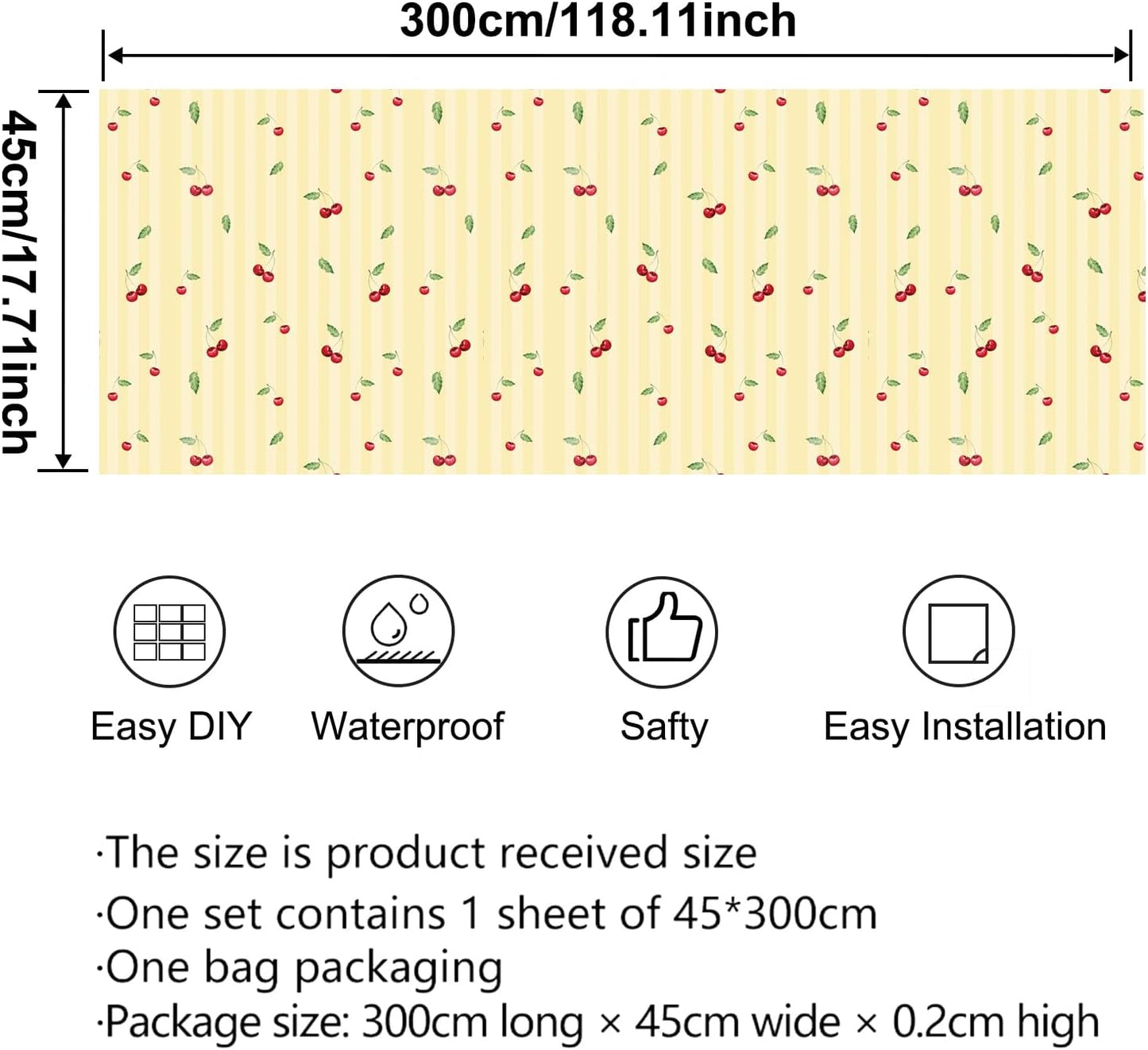 Lemon Peel and Stick Wallpaper Wall Art Decor Modern Flower Fruit Removable Wallpaper for Bedroom Adhesive Shelf Drawer Liner, 17.7 x 118 inch