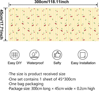 Lemon Peel and Stick Wallpaper Wall Art Decor Modern Flower Fruit Removable Wallpaper for Bedroom Adhesive Shelf Drawer Liner, 17.7 x 118 inch