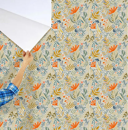Lemon Peel and Stick Wallpaper Wall Art Decor Modern Flower Fruit Removable Wallpaper for Bedroom Adhesive Shelf Drawer Liner, 17.7 x 118 inch