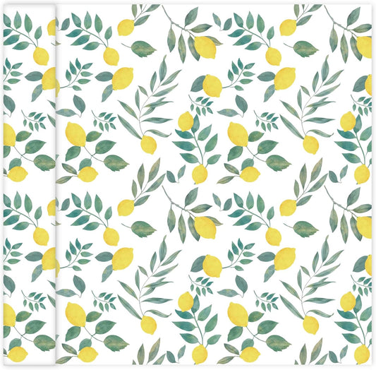 Lemon Peel and Stick Wallpaper Wall Art Decor Modern Flower Fruit Removable Wallpaper for Bedroom Adhesive Shelf Drawer Liner, 17.7 x 118 inch