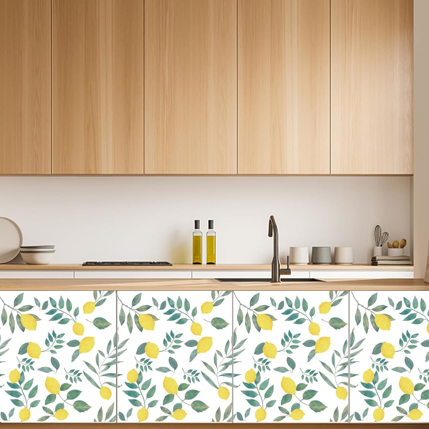 Lemon Peel and Stick Wallpaper Wall Art Decor Modern Flower Fruit Removable Wallpaper for Bedroom Adhesive Shelf Drawer Liner, 17.7 x 118 inch