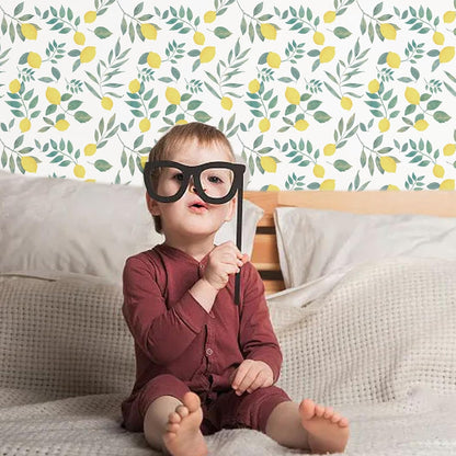 Lemon Peel and Stick Wallpaper Wall Art Decor Modern Flower Fruit Removable Wallpaper for Bedroom Adhesive Shelf Drawer Liner, 17.7 x 118 inch