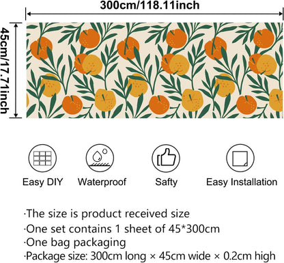 Lemon Peel and Stick Wallpaper Wall Art Decor Modern Flower Fruit Removable Wallpaper for Bedroom Adhesive Shelf Drawer Liner, 17.7 x 118 inch