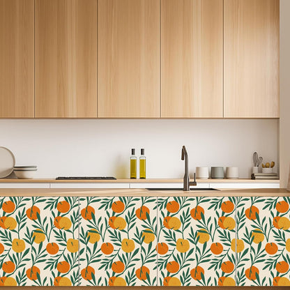 Lemon Peel and Stick Wallpaper Wall Art Decor Modern Flower Fruit Removable Wallpaper for Bedroom Adhesive Shelf Drawer Liner, 17.7 x 118 inch