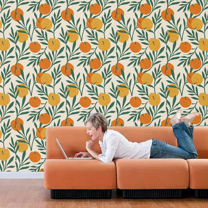 Lemon Peel and Stick Wallpaper Wall Art Decor Modern Flower Fruit Removable Wallpaper for Bedroom Adhesive Shelf Drawer Liner, 17.7 x 118 inch