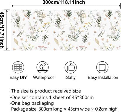 Lemon Peel and Stick Wallpaper Wall Art Decor Modern Flower Fruit Removable Wallpaper for Bedroom Adhesive Shelf Drawer Liner, 17.7 x 118 inch