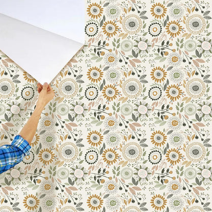 Lemon Peel and Stick Wallpaper Wall Art Decor Modern Flower Fruit Removable Wallpaper for Bedroom Adhesive Shelf Drawer Liner, 17.7 x 118 inch
