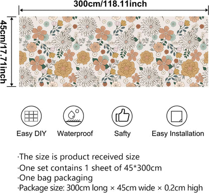 Lemon Peel and Stick Wallpaper Wall Art Decor Modern Flower Fruit Removable Wallpaper for Bedroom Adhesive Shelf Drawer Liner, 17.7 x 118 inch