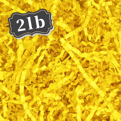 2 LB Yellow Crinkle Cut Paper Shred Filler Great for Gift Wrapping, Basket Filling, Birthday, Wedding, Halloween, Thanksgiving, Christmas Day, New Year Party Decorations Filling Supplies