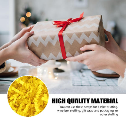 2 LB Yellow Crinkle Cut Paper Shred Filler Great for Gift Wrapping, Basket Filling, Birthday, Wedding, Halloween, Thanksgiving, Christmas Day, New Year Party Decorations Filling Supplies