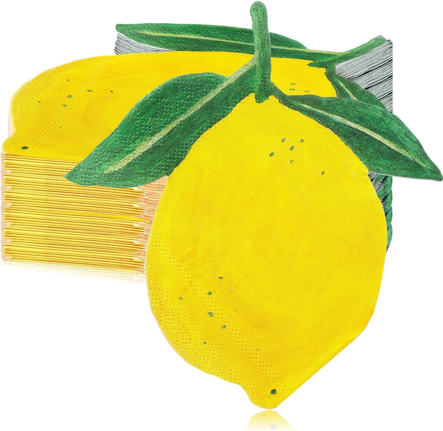 100 Count Lemon Shaped Napkins Yellow Paper Cocktail Napkins 3-ply Disposable Napkin for Kitchen Bathroom Beverage Summer Party Supplies