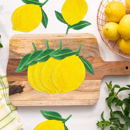 100 Count Lemon Shaped Napkins Yellow Paper Cocktail Napkins 3-ply Disposable Napkin for Kitchen Bathroom Beverage Summer Party Supplies