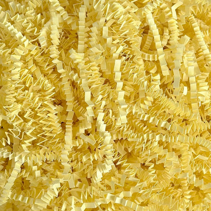 200g(7oz) Crinkle Paper Shredded Filler Paper for Gift Baskets Shreds Decoration Stuffing for Easter, Christmas(Light Yellow)