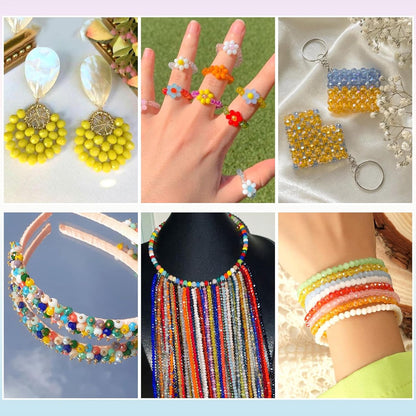 Beadthoven 1270pcs 4mm Faceted Rondelle Glass Beads Bulk Yellow Orange Briolette Crystal Glass Beads Tiny Gemstone Strand Loose Beads for Bracelet Necklace Earring Jewelry Making Supplies