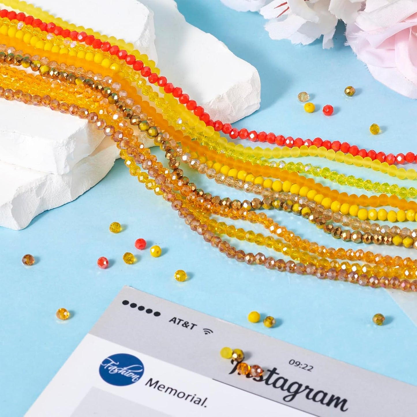 Beadthoven 1270pcs 4mm Faceted Rondelle Glass Beads Bulk Yellow Orange Briolette Crystal Glass Beads Tiny Gemstone Strand Loose Beads for Bracelet Necklace Earring Jewelry Making Supplies