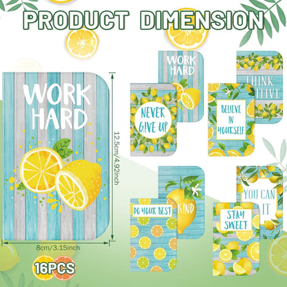 16 Pcs Mini Lemon Notebook Lemon Theme Party Favor Gifts for Women 3.2 x 5 Inches Small Pocket Notepads Summer Tropical Fruit Stationery for Office School Classroom Supplies