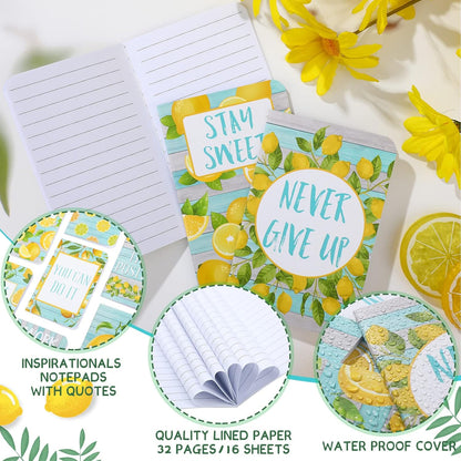 16 Pcs Mini Lemon Notebook Lemon Theme Party Favor Gifts for Women 3.2 x 5 Inches Small Pocket Notepads Summer Tropical Fruit Stationery for Office School Classroom Supplies