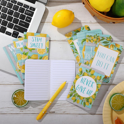 16 Pcs Mini Lemon Notebook Lemon Theme Party Favor Gifts for Women 3.2 x 5 Inches Small Pocket Notepads Summer Tropical Fruit Stationery for Office School Classroom Supplies