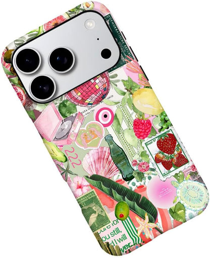 Case for iPhone 17 Pro,Fruit Lemon Leaf Collage Phone Case Military-Grade Drop Protection Cover for Women Girl - Frosted