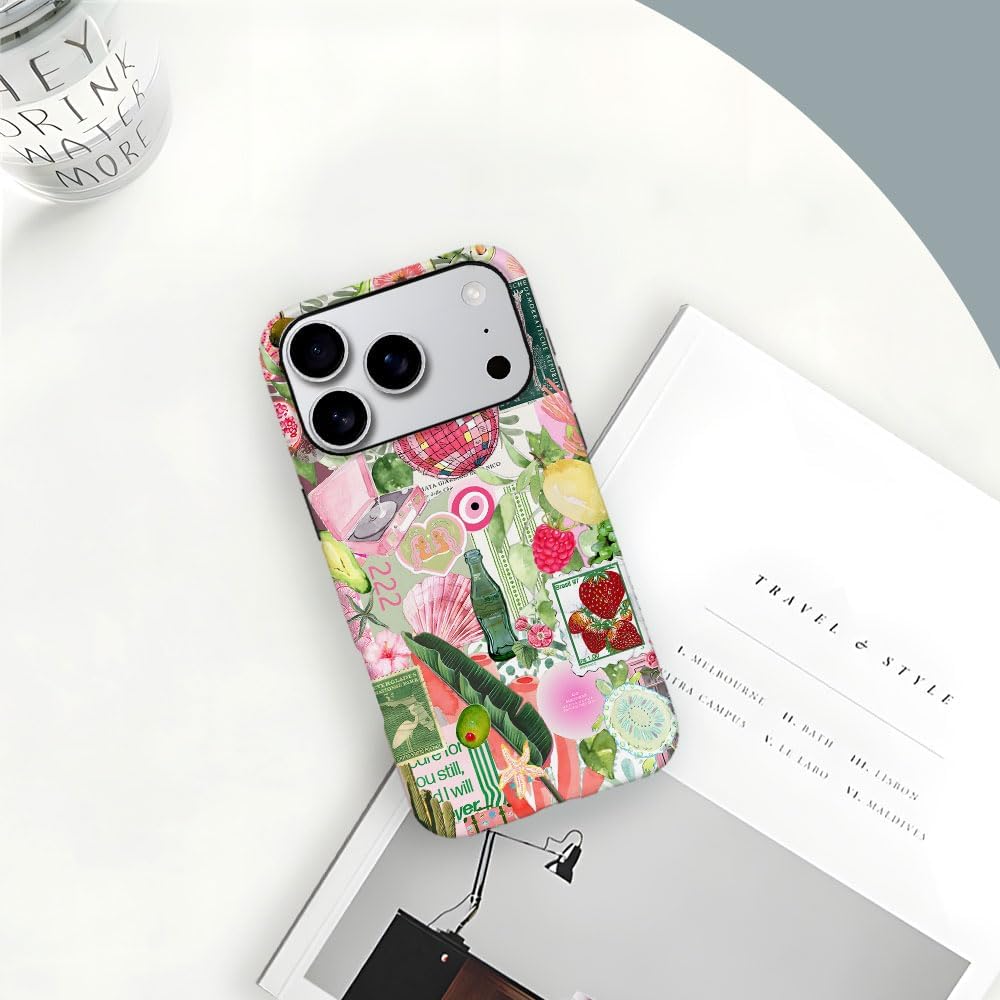 Case for iPhone 17 Pro,Fruit Lemon Leaf Collage Phone Case Military-Grade Drop Protection Cover for Women Girl - Frosted