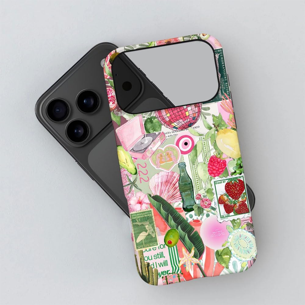 Case for iPhone 17 Pro,Fruit Lemon Leaf Collage Phone Case Military-Grade Drop Protection Cover for Women Girl - Frosted