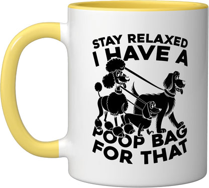 Walking Pet Care - Exercise Dog Walker Ceramic Mug, Yellow/White