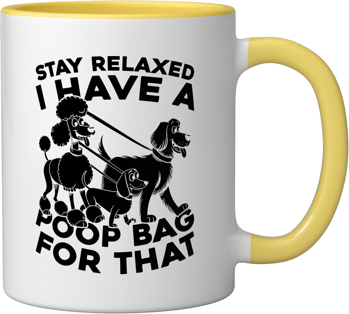 Walking Pet Care - Exercise Dog Walker Ceramic Mug, Yellow/White