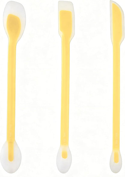 Jar Scraper Set of 3, Long Handle Silicone Spatula Spoon for Deep Jars | Three Sizes for Different Jars, Dual-Ended Design, Measuring Marks, Jam & Jelly Spreading