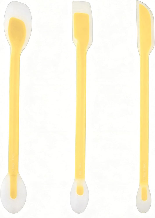 Jar Scraper Set of 3, Long Handle Silicone Spatula Spoon for Deep Jars | Three Sizes for Different Jars, Dual-Ended Design, Measuring Marks, Jam & Jelly Spreading