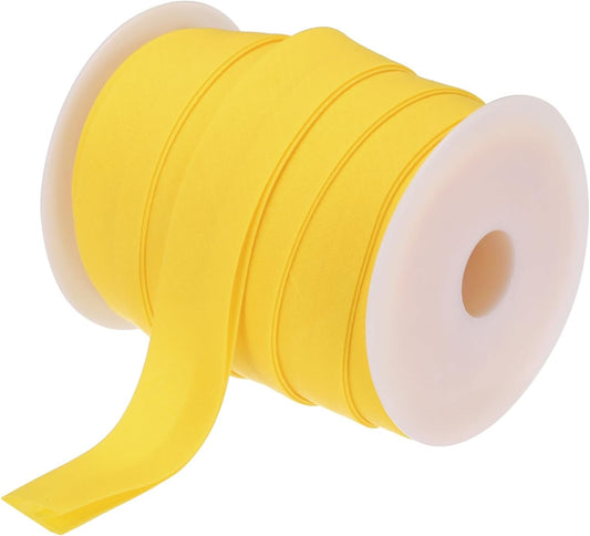 1 Inch Double Fold Bias Tape Polyester Continuous Bulk Bias Tape for Sewing,Seaming Quilting Hemming Binding Crafts (Yellow 25 Yards)