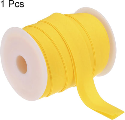 1 Inch Double Fold Bias Tape Polyester Continuous Bulk Bias Tape for Sewing,Seaming Quilting Hemming Binding Crafts (Yellow 25 Yards)