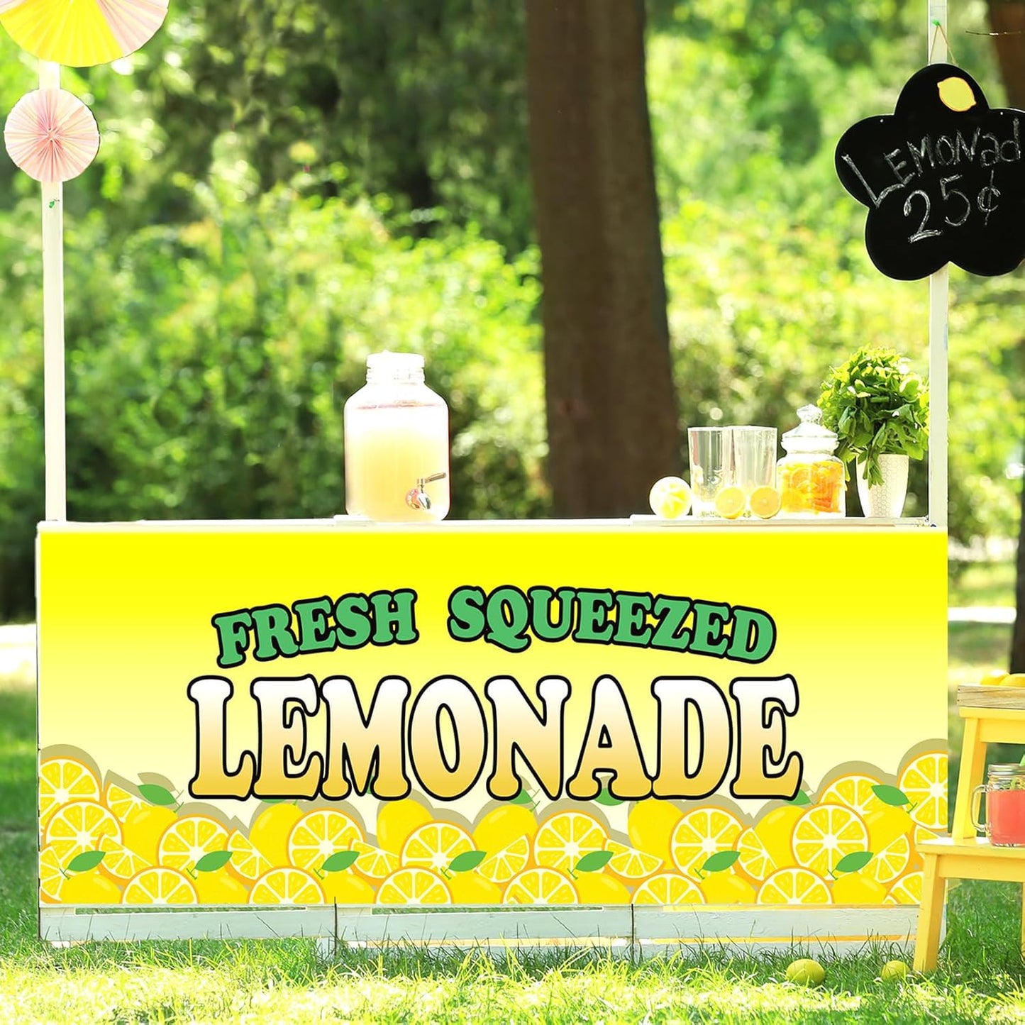 70" x 30" Lemonade Stand Supplies Tablecloth Lemon Table Cover for Kids Lemon Party Supplies Summer Beach Picnic Birthday Party Decorations