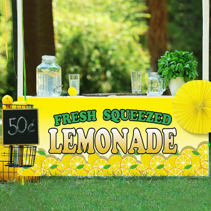 70" x 30" Lemonade Stand Supplies Tablecloth Lemon Table Cover for Kids Lemon Party Supplies Summer Beach Picnic Birthday Party Decorations