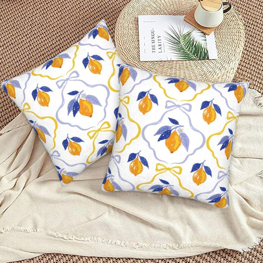 Yellow Blue Lemon Pillow Covers Set of 2 Pack 18x18 Inch Blue Yellow Summer Decorative Throw Pillow Covers Pillowcase Square Cushion Cover for Couch Sofa Living Room Bed