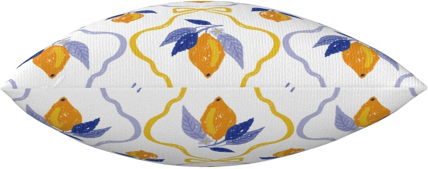 Yellow Blue Lemon Pillow Covers Set of 2 Pack 18x18 Inch Blue Yellow Summer Decorative Throw Pillow Covers Pillowcase Square Cushion Cover for Couch Sofa Living Room Bed