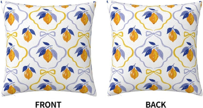 Yellow Blue Lemon Pillow Covers Set of 2 Pack 18x18 Inch Blue Yellow Summer Decorative Throw Pillow Covers Pillowcase Square Cushion Cover for Couch Sofa Living Room Bed