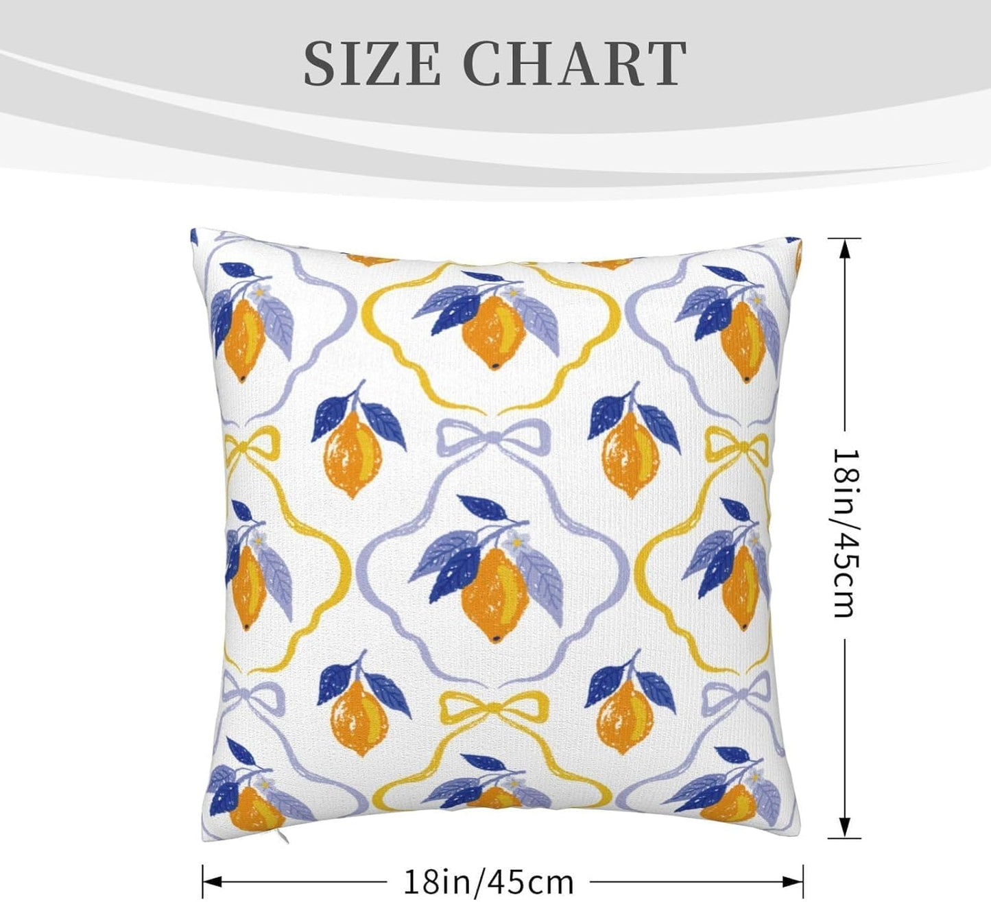 Yellow Blue Lemon Pillow Covers Set of 2 Pack 18x18 Inch Blue Yellow Summer Decorative Throw Pillow Covers Pillowcase Square Cushion Cover for Couch Sofa Living Room Bed