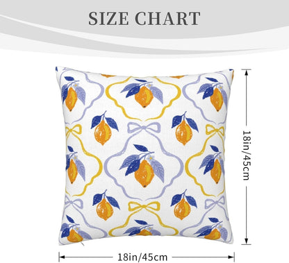 Yellow Blue Lemon Pillow Covers Set of 2 Pack 18x18 Inch Blue Yellow Summer Decorative Throw Pillow Covers Pillowcase Square Cushion Cover for Couch Sofa Living Room Bed