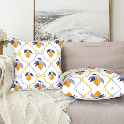 Yellow Blue Lemon Pillow Covers Set of 2 Pack 18x18 Inch Blue Yellow Summer Decorative Throw Pillow Covers Pillowcase Square Cushion Cover for Couch Sofa Living Room Bed