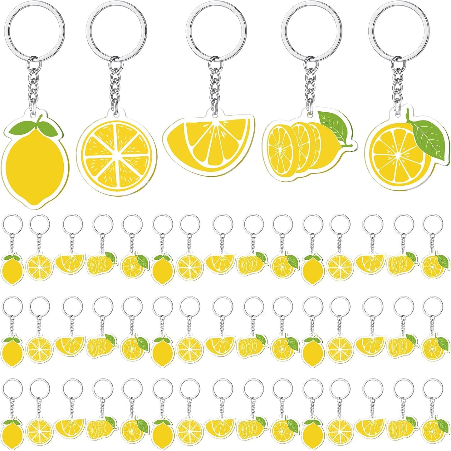 50 Pcs Lemon Keychains Lemon Party Favors Cute Summer Fruit Keychains Bulk for Baby Shower Bridal Shower Birthday Wedding Party Decoration Supplies