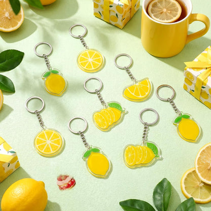 50 Pcs Lemon Keychains Lemon Party Favors Cute Summer Fruit Keychains Bulk for Baby Shower Bridal Shower Birthday Wedding Party Decoration Supplies