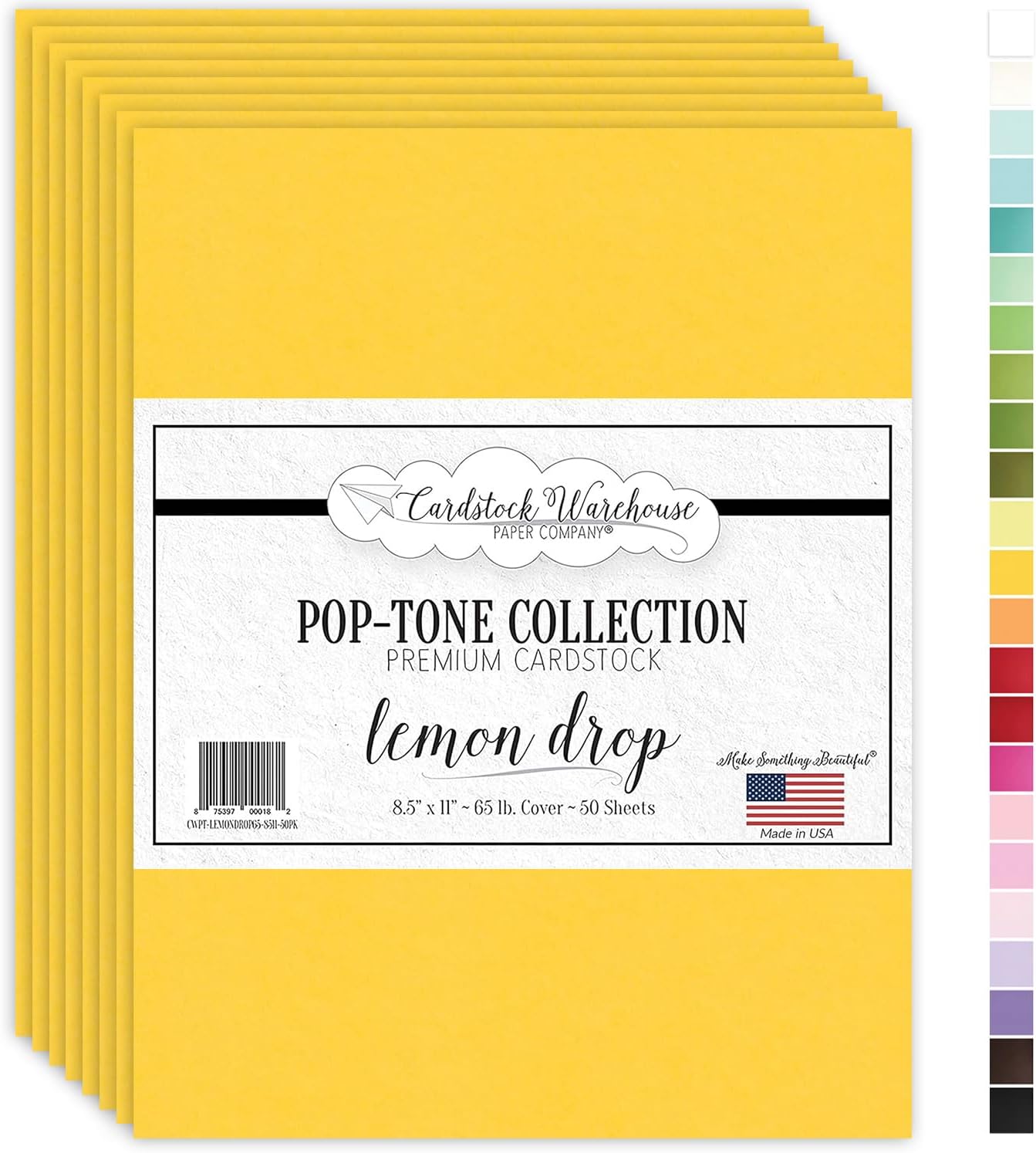 Pop-Tone Lemon Drop Yellow Cardstock Paper – 50 Sheets, 8.5 x 11" - 65 lb / 175 GSM Premium Yellow Card Stock for Die-cutting, Crafts, Printing, Card Making and DIY Projects