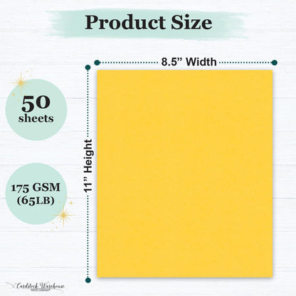 Pop-Tone Lemon Drop Yellow Cardstock Paper – 50 Sheets, 8.5 x 11" - 65 lb / 175 GSM Premium Yellow Card Stock for Die-cutting, Crafts, Printing, Card Making and DIY Projects
